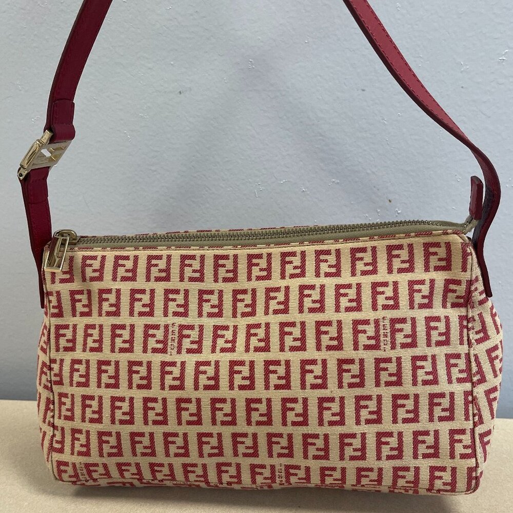 Fendi Vintage Zucchino Baguette Shoulder Bag - Red - Preowned - Picture 2 of 11